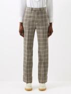 Gucci - Checked Linen-blend Twill Tailored Trousers - Womens - Grey Multi