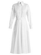 Norma Kamali Point-collar Belted Cotton-poplin Dress