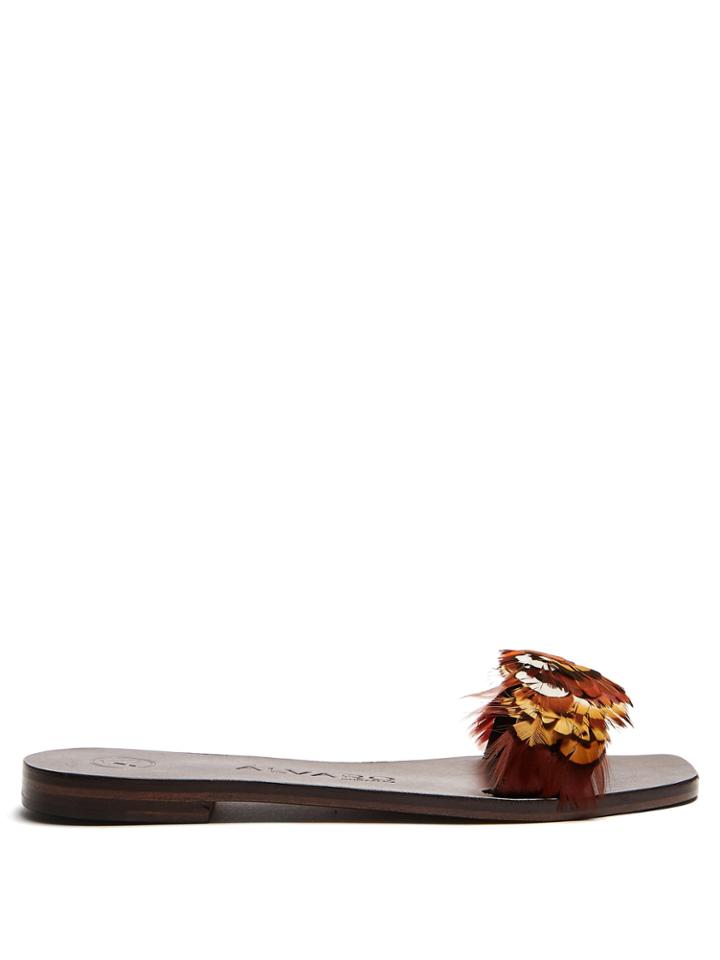 Álvaro Abbi Feather-embellished Slides