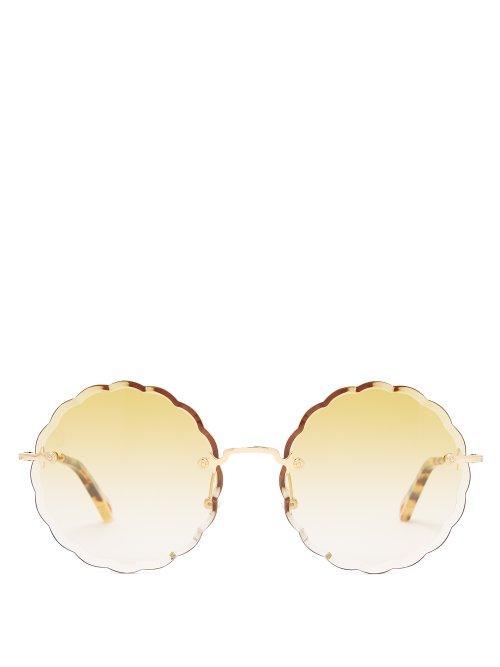 Matchesfashion.com Chlo - Rosie Round Frame Sunglasses - Womens - Yellow