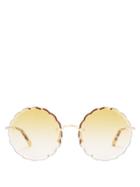 Matchesfashion.com Chlo - Rosie Round Frame Sunglasses - Womens - Yellow