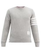 Matchesfashion.com Thom Browne - Four-bar Cotton-jersey Sweatshirt - Mens - Light Grey