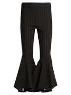 Matchesfashion.com Ellery - Sinous Kick Flare Pinstriped Wool Blend Trousers - Womens - Black