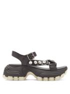 Matchesfashion.com Miu Miu - Crystal Embellished Raised Sole Sandals - Womens - Black