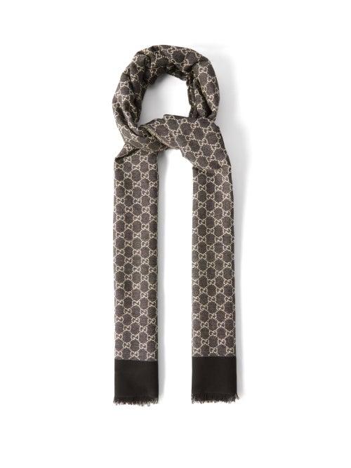 Gucci - Gg-jacquard Cotton Scarf - Mens - Cream Multi