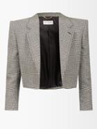 Saint Laurent - Cropped Buttonless Check Blazer - Womens - Black White