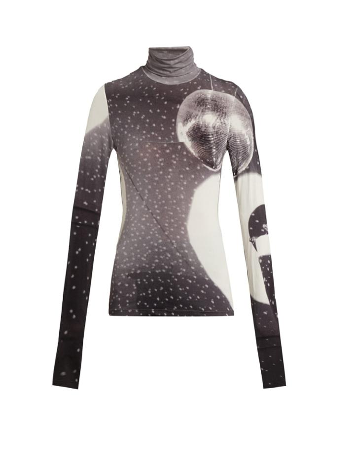 Mm6 Maison Margiela Moon Printed Stretch-jersey Top