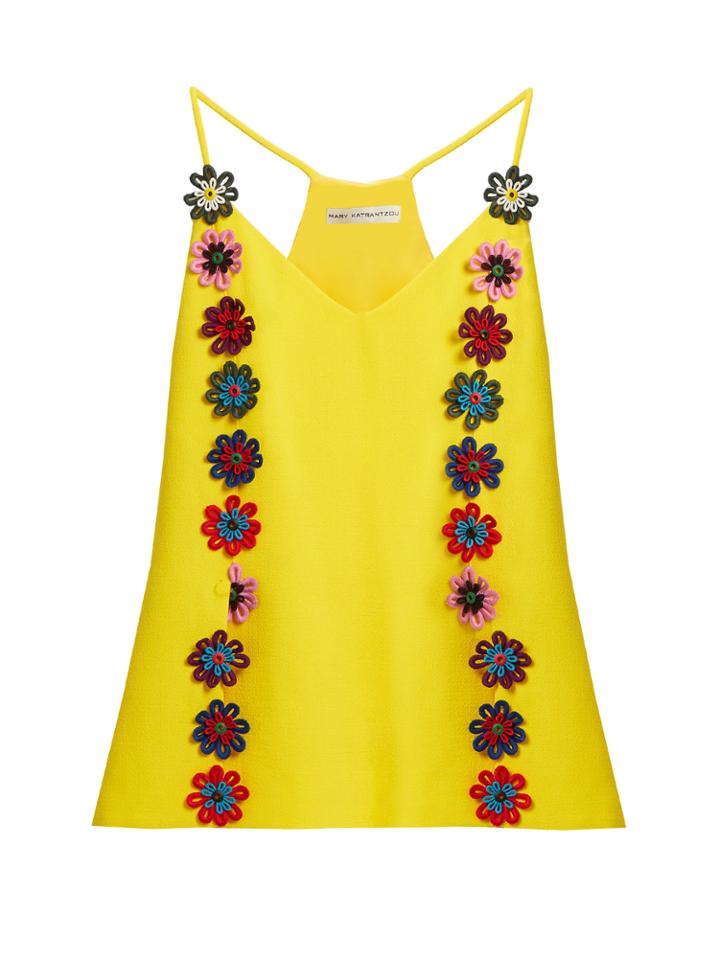 Mary Katrantzou Osbourne Floral-lace Embellished Crepe Cami Top