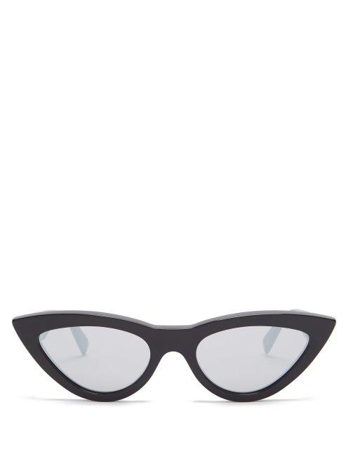 Matchesfashion.com Celine Eyewear - Cat Eye Mirrored Acetate Sunglasses - Womens - Black
