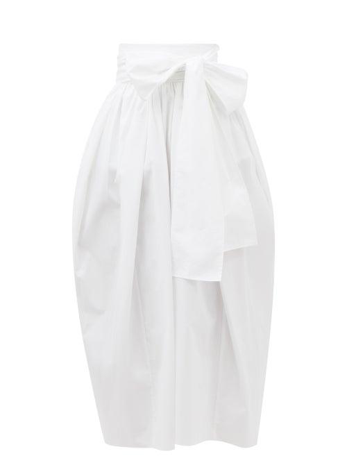Cecilie Bahnsen - Junita Waist-sash Cotton-poplin Midi Skirt - Womens - White