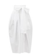 Cecilie Bahnsen - Junita Waist-sash Cotton-poplin Midi Skirt - Womens - White