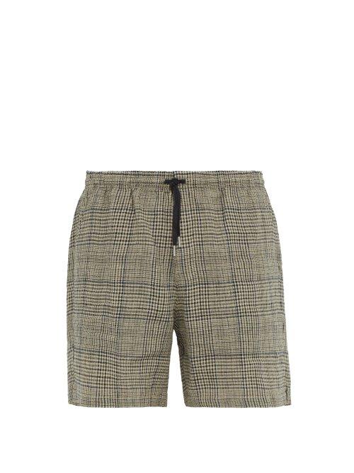 Matchesfashion.com Schnayderman's - Checked Loose Weave Linen Shorts - Mens - Multi