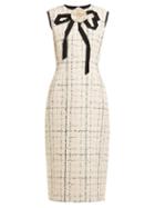 Matchesfashion.com Gucci - Grosgrain Bow Cotton Blend Boucl Tweed Dress - Womens - Ivory Multi