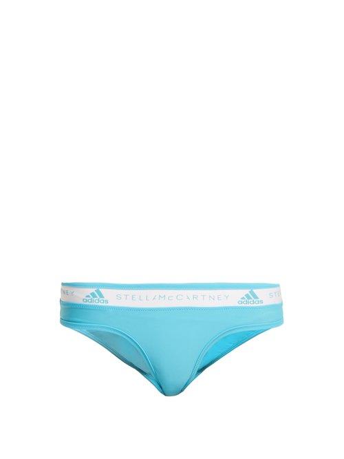 Matchesfashion.com Adidas By Stella Mccartney - Logo Print Bikini Briefs - Womens - Light Blue