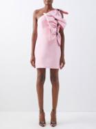 Carolina Herrera - Bow-embellished Silk-faille Mini Dress - Womens - Light Pink