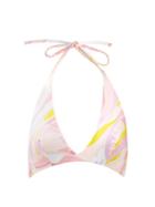 Matchesfashion.com Emilio Pucci - Vetrate-print Halterneck Bikini Top - Womens - Pink Multi