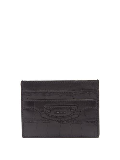 Balenciaga - Neo Classic Croc-embossed Leather Cardholder - Mens - Black