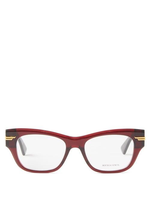 Bottega Veneta - Ribbon Cat-eye Acetate Glasses - Womens - Burgundy