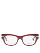 Bottega Veneta - Ribbon Cat-eye Acetate Glasses - Womens - Burgundy