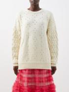 Molly Goddard - Ainsley Wool Aran-knit Sweater - Womens - Cream