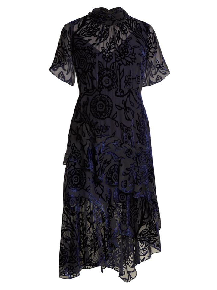 Peter Pilotto High-neck Tiered Floral-devor Dress