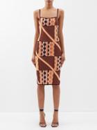 Ahluwalia - Tafii Geometric-jacquard Wool Midi Dress - Womens - Red Orange