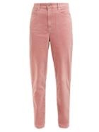 Matchesfashion.com Isabel Marant Toile - Arsy High Waisted Velvet Jeans - Womens - Pink