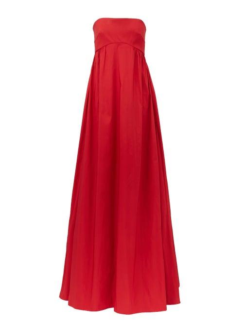 Matchesfashion.com Rochas - Strapless Faille Gown - Womens - Red