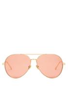 Matchesfashion.com Linda Farrow - Aviator Metal Sunglasses - Womens - Red Gold