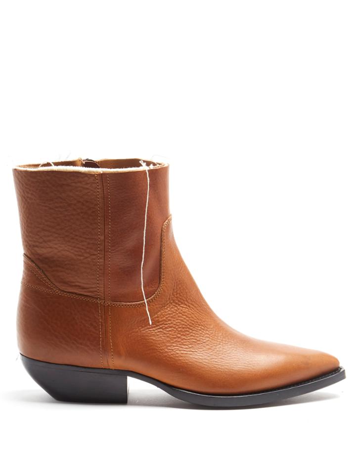 Saint Laurent Theo Raw-edge Leather Ankle Boots