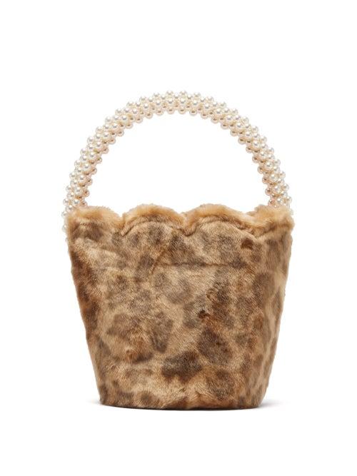 Matchesfashion.com Shrimps - Verity Leopard Print Faux Fur Bucket Bag - Womens - Leopard