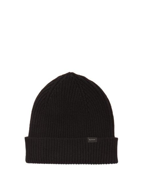 Matchesfashion.com Paul Smith - Logo-label Ribbed Cashmere-blend Beanie - Mens - Black