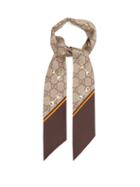 Gucci - Horsebit And Gg-print Silk-faille Scarf - Womens - Beige Multi