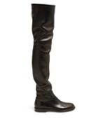 Matchesfashion.com Valentino - Shadows Over The Knee Leather Boots - Womens - Black