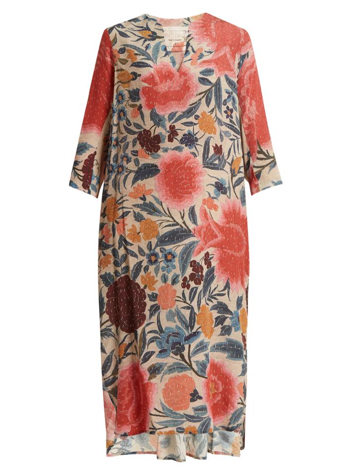 By Walid Adrianna Floral-print Silk Kaftan