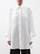 S.s. Daley - Tassel-collar Silk-crepe Shirt - Womens - White