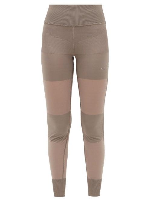 Matchesfashion.com Adidas By Stella Mccartney - High-rise Mesh-panel Leggings - Womens - Brown