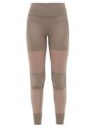 Matchesfashion.com Adidas By Stella Mccartney - High-rise Mesh-panel Leggings - Womens - Brown