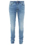 Matchesfashion.com Amiri - Stack Distressed Skinny-leg Jeans - Mens - Blue