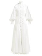 Matchesfashion.com Zimmermann - Zippy High Neck Cut Out Maxi Dress - Womens - Ivory