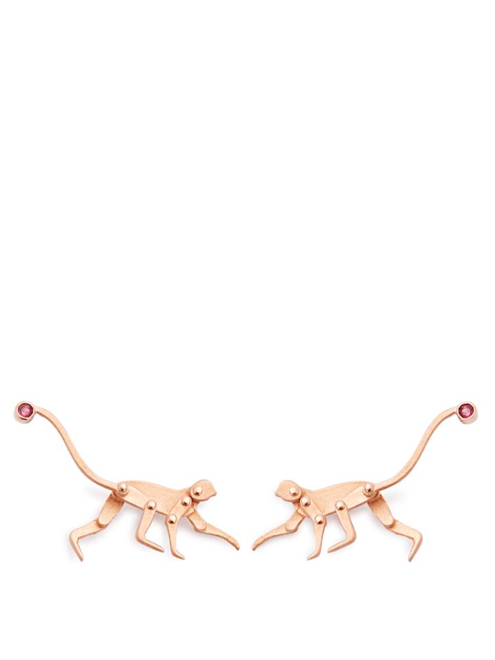 Marc Alary Ruby & Pink-gold Earrings