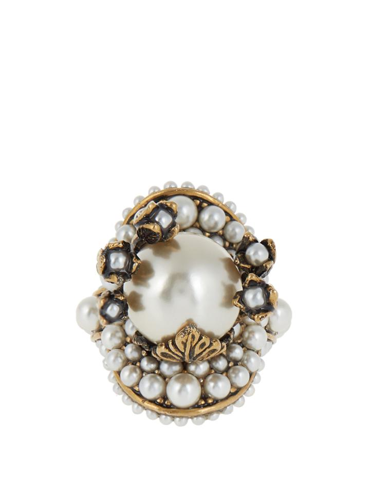 Gucci Pearl-effect Embellished Flower Ring