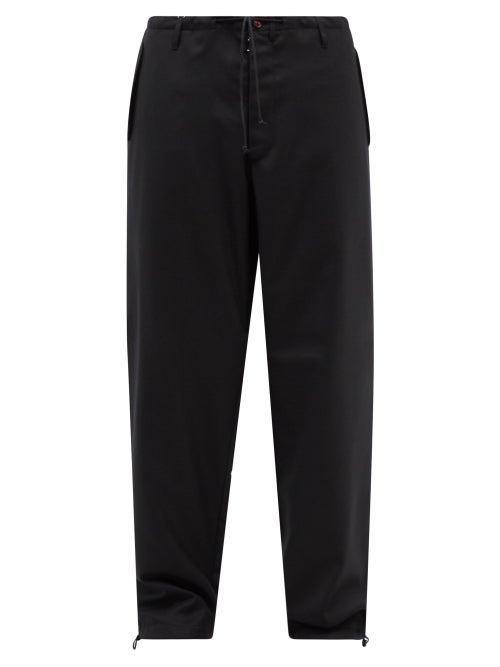 Maison Margiela - Drawstring Relaxed-leg Wool-blend Trousers - Mens - Black
