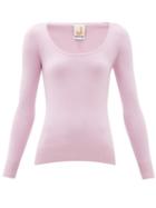 Matchesfashion.com Joostricot - Peachskin Scoop Neck Cotton Blend Sweater - Womens - Light Pink
