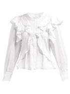Matchesfashion.com Isabel Marant Toile - Alea Ruffled Cotton Blouse - Womens - White
