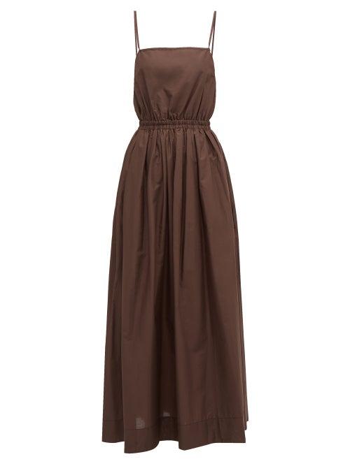 Matchesfashion.com Matteau - Elasticated Waist Cotton Poplin Maxi Dress - Womens - Nude