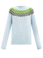 Matchesfashion.com La Fetiche - Bohus-jacquard Wool Sweater - Womens - Light Blue