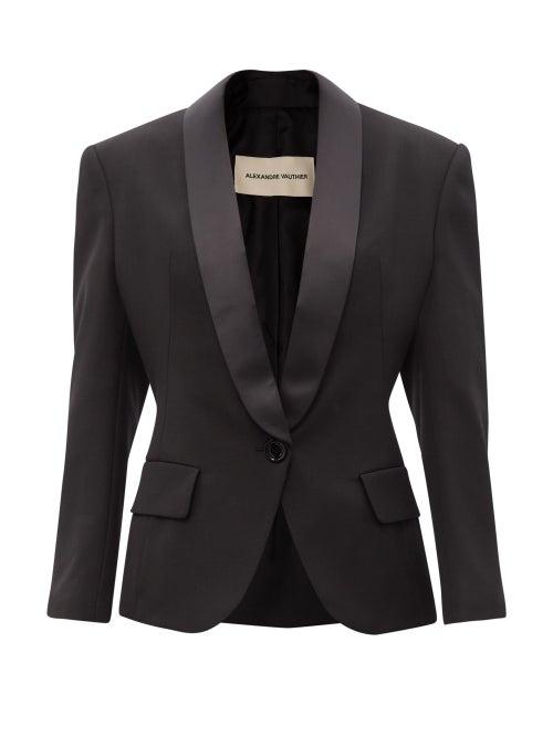 Alexandre Vauthier - Satin-lapel Grain-de-poudre Wool Jacket - Womens - Black