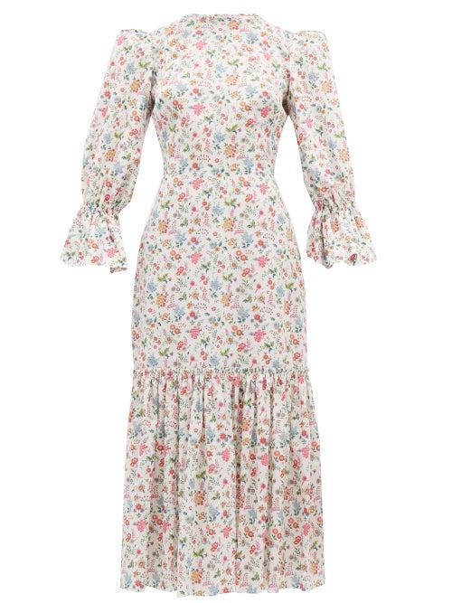 Matchesfashion.com The Vampire's Wife - Floral Song Bird Printed Cotton Dress - Womens - White Multi