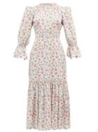 Matchesfashion.com The Vampire's Wife - Floral Song Bird Printed Cotton Dress - Womens - White Multi